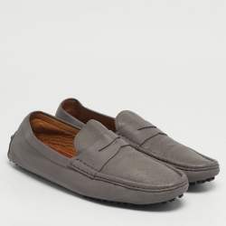 Pre Owned حذاء لوفرز غوتشي ديامانتي جلد رمادي مقاس 43