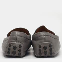 Pre Owned حذاء لوفرز غوتشي ديامانتي جلد رمادي مقاس 43