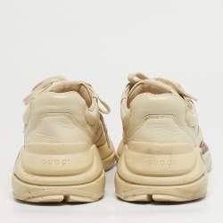 مملوكة مسبقًا Gucci Rhyton Size 42 Cream Leather Lace Up Sneakers