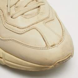 مملوكة مسبقًا Gucci Rhyton Size 42 Cream Leather Lace Up Sneakers