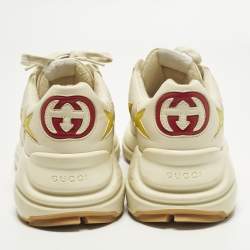 مملوكة مسبقًا Gucci Rhyton Size 41 Cream Leather Star Lace Up Sneakers