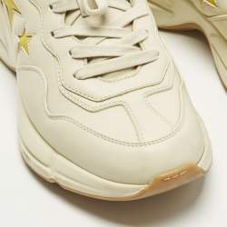 مملوكة مسبقًا Gucci Rhyton Size 41 Cream Leather Star Lace Up Sneakers