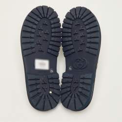 مملوكة مسبقًا حذاء سلايد غوتشي هورسبيت قماش جي جي سوبريم جلد بيج/كحلي مقاس 41.5