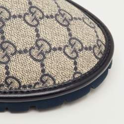 مملوكة مسبقًا حذاء سلايد غوتش ي هورسبيت قماش جي جي سوبريم جلد بيج/كحلي مقاس 41.5