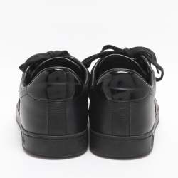 مملوكة مسبقًا Gucci Ace Web Stripe Size 41.5 Black Leather Low Top Sneakers