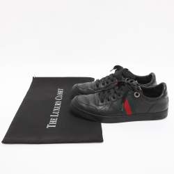 مملوكة مسبقًا Gucci Ace Web Stripe Size 41.5 Black Leather Low Top Sneakers