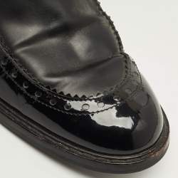 Pre Owned Gucci Size 39 Black Elastic and Leather Knee Length Boots