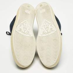 Pre Owned Gucci Web Size 44 Navy Blue Suede High Top Sneakers