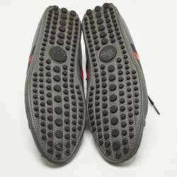 Pre Owned حذاء رياضي غوتشي مزين ويب مخرم منخفض من أعلى جلد أسود مقاس 44