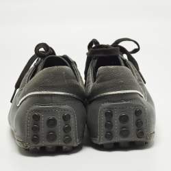 Pre Owned حذاء رياضي غوتشي مزين ويب مخرم منخفض من أعلى جلد أسود مقاس 44