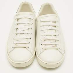 مملوكة مسبقًا Gucci Interlocking G Size 41 White/Grey Leather Lace Up Sneakers