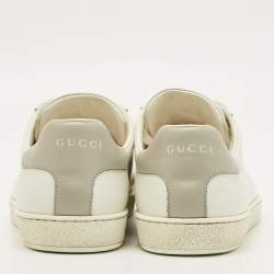 مملوكة مسبقًا Gucci Interlocking G Size 41 White/Grey Leather Lace Up Sneakers