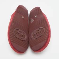 Pre Owned Gucci Horsebit Size 39 Burgundy GG Suede Flat Mules