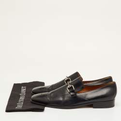 مملوكة مسبقًا Gucci Betis Glamour Size 44 Black Leather Horsebit Slip On Loafers