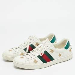 Pre Owned Gucci Ace Size 43 White Leather Lace Up Sneakers
