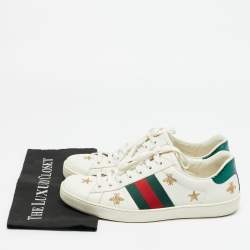 Pre Owned Gucci Ace Size 43 White Leather Lace Up Sneakers