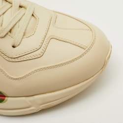 مملوكة مسبقًا Gucci Rhyton Size 42 Cream Leather Vintage Logo Lace Up Sneakers