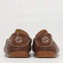 مملوكة مسبقًا حذاء لوفرز غوتشي غوتشيسيما جلد بني مقاس 44.5