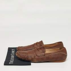 مملوكة مسبقًا حذاء لوفرز غوتشي غوتشيسيما جلد بني مقاس 44.5