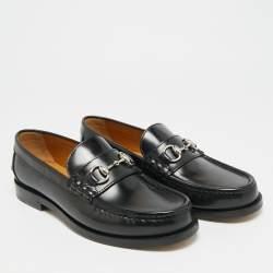 مملوكة مسبقًا حذاء لوفرز غوتشي هورسبيت قابل للطي جلد أسود مقاس 43