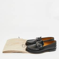 مملوكة مسبقًا حذاء لوفرز غوتشي هورسبيت قابل للطي جلد أسود مقاس 43