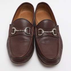 Pre Owned حذاء لوفرز غوتشي هورسبيت جلد بني مقاس 41.5