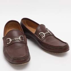 Pre Owned حذاء لوفرز غوتشي هورسبيت جلد بني مقاس 41.5