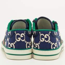 Pre Owned Gucci Tennis 1977 Size 41.5 Blue Canvas Low Top Sneakers