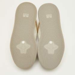 Pre Owned Gucci Screener Size 41.5 Cream/White Canvas and Nubuck Leather Low Top Sneakers