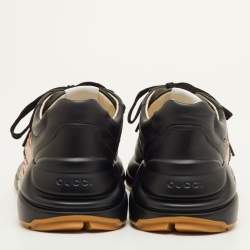 مملوكة مسبقًا حذاء رياضي غوتشي برقبة منخفضة تايغر ريتون جلد أسود مقاس 41.5