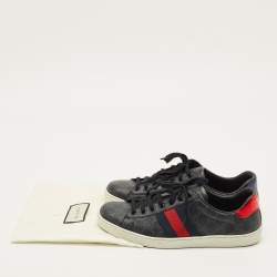 مملوكة مسبقًا حذاء رياضي غوتشي إيس كانفاس جي جي رمادي ونقشة بايثون سوبريم بحبل مقاس 42