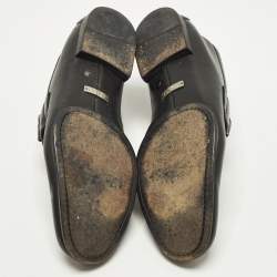 مملوكة مسبقًا حذاء لوفرز غوتشي جلد أسود هورسبيت سليب أون مقاس 44.5