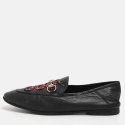مملوكة مسبقًا Gucci Kingsnake Brixton Horsebit Size 41.5 Black Leather Loafers