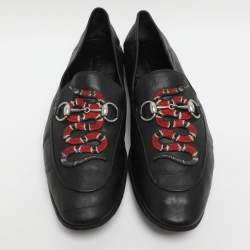 مملوكة مسبقًا Gucci Kingsnake Brixton Horsebit Size 41.5 Black Leather Loafers