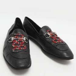 مملوكة مسبقًا Gucci Kingsnake Brixton Horsebit Size 41.5 Black Leather Loafers