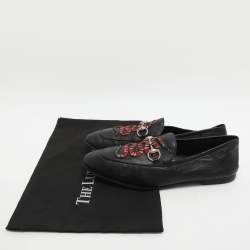 مملوكة مسبقًا Gucci Kingsnake Brixton Horsebit Size 41.5 Black Leather Loafers