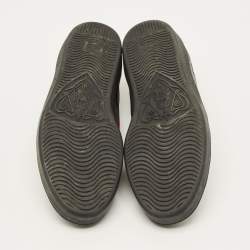 مملوكة مسبقًا Gucci Ace Size 43 Black Leather and Python Embossed Web Lace Up Sneakers