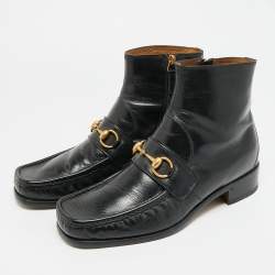 مملوكة مسبقًا Gucci Horsebit Size 41 Black Leather Ankle Length Boots
