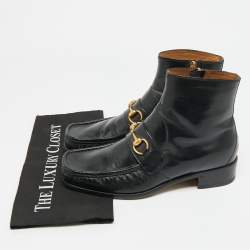 مملوكة مسبقًا Gucci Horsebit Size 41 Black Leather Ankle Length Boots