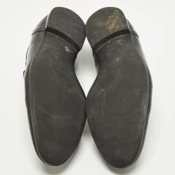 Pre Owned Gucci GG Web Size 43.5 Black Leather Slip On Loafers