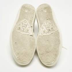 مملوكة مسبقًا Gucci Ace Size 44.5 White Crocodile Leather and Leather Web Low Top Sneakers