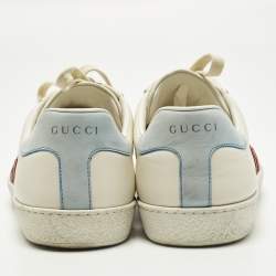 مملوكة مسبقًا Gucci Interlocking G Size 43 Cream/Blue Leather and Suede Lace Up Sneakers