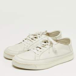 Pre Owned حذاء رياضي غوتشي جلدي منخفض من أعلى أبيض مقاس 44