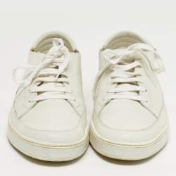 Pre Owned حذاء رياضي غوتشي جلدي منخفض من أعلى أبيض مقاس 44