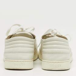 Pre Owned حذاء رياضي غوتشي جلدي منخفض من أعلى أبيض مقاس 44