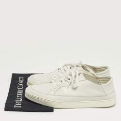 Pre Owned حذاء رياضي غوتشي جلدي منخفض من أعلى أبيض مقاس 44