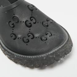 Pre Owned Gucci Size 41 Black GG Rubber Slip On Flat Mules
