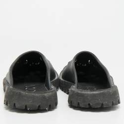 Pre Owned Gucci Size 41 Black GG Rubber Slip On Flat Mules