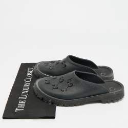 Pre Owned Gucci Size 41 Black GG Rubber Slip On Flat Mules