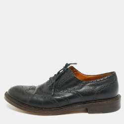 مملوكة مسبقًا Gucci Size 45.5 Black Brogue Leather Lace Up Oxfords